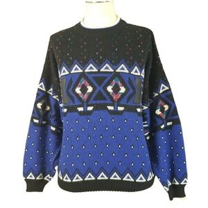 Sostanza Sweater Mens XL Blue Tribal Southwestern Retro Preppy Pullover